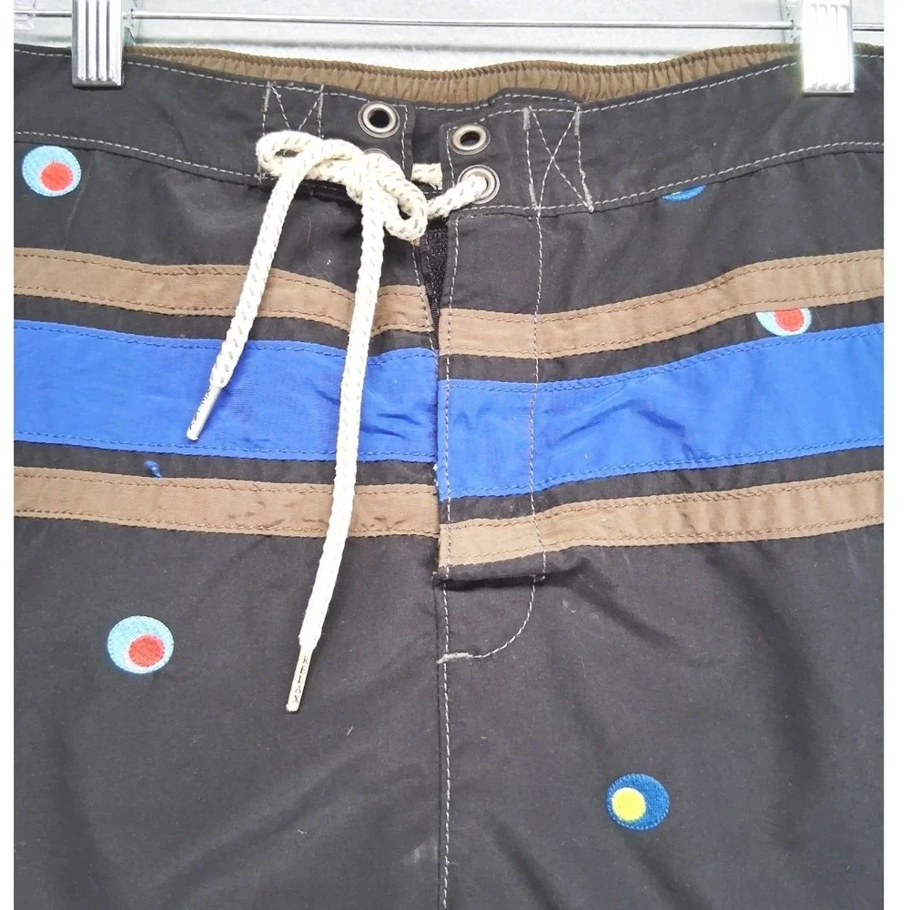 TommyBahama Relax‎ Men Swim Trunks XL Black All Over Print Drawstrings